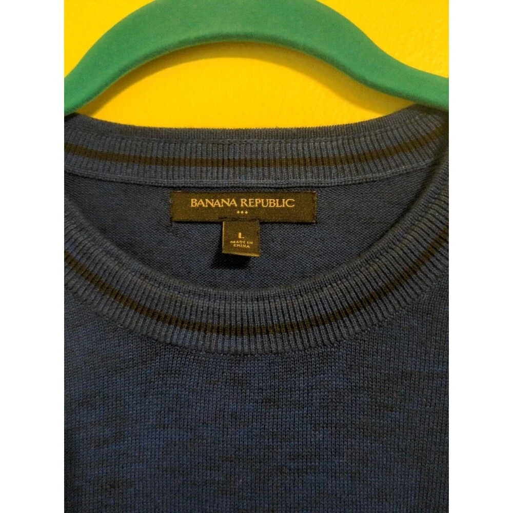 Banana Republic Sweater Men's Blue Long Sleeve Pocket Casual Knit Size Large L